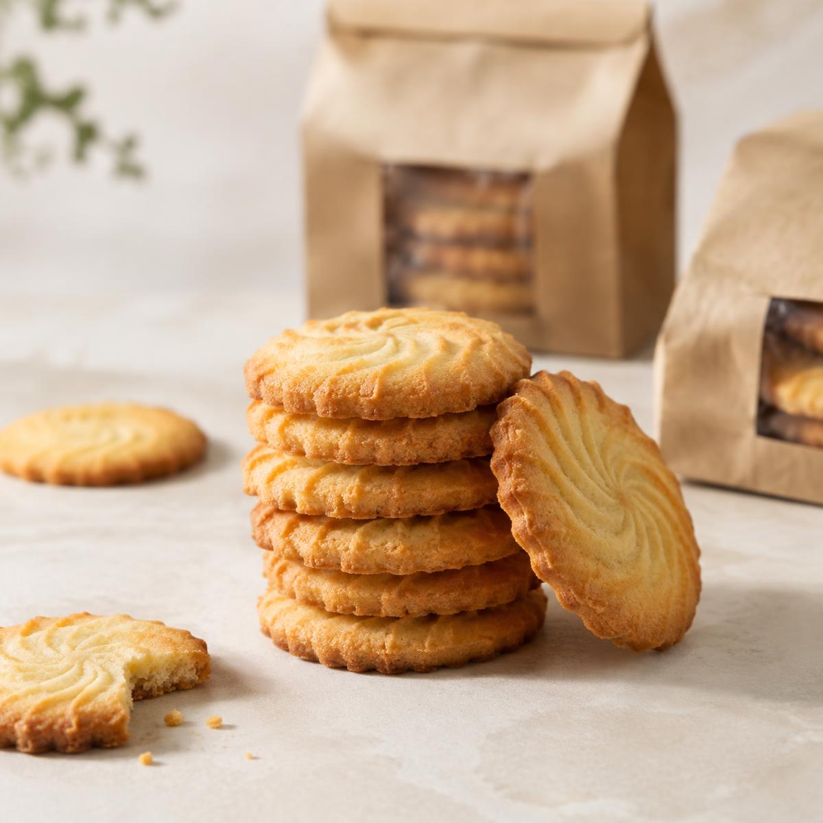 Stack of golden baked cookies